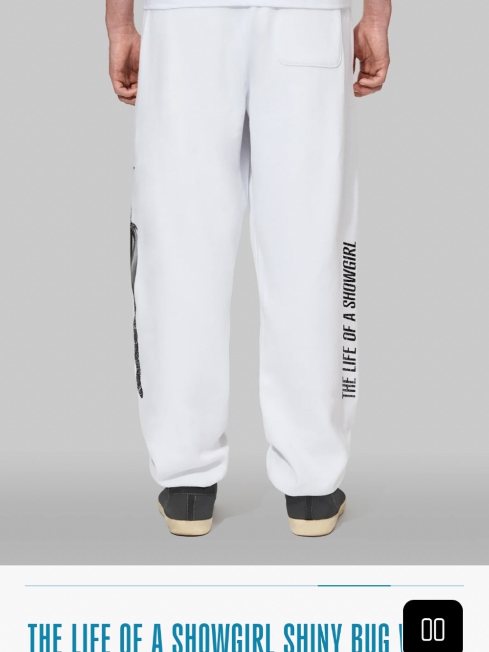 Taylor Swift "The Life of a Showgirl" Shiny Bug White Sweatpants size Large NEW - Picture 2 of 6